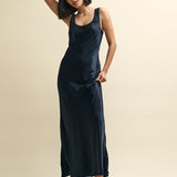 Nobody's Child Black Monika Satin Slip Maxi Dress