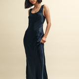 Nobody's Child Black Monika Satin Slip Maxi Dress