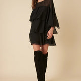 Nobody's Child Black Ruffled Ret Mini Dress
