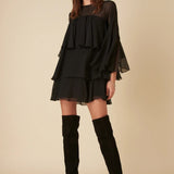 Nobody's Child Black Ruffled Ret Mini Dress