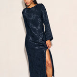 Nobody's Child Black Satin Jacquard Sydney Maxi Dress