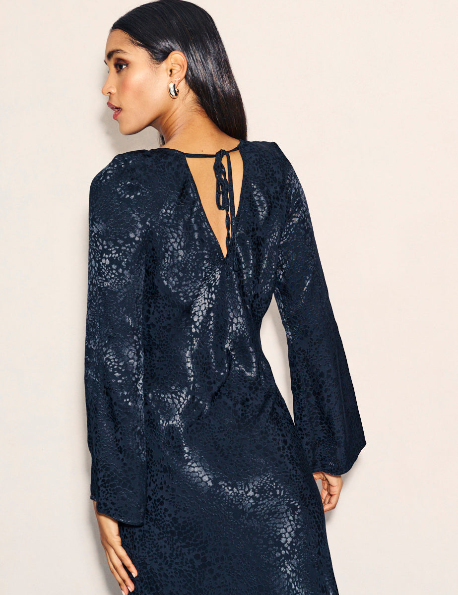 Nobody's Child Black Satin Jacquard Sydney Maxi Dress