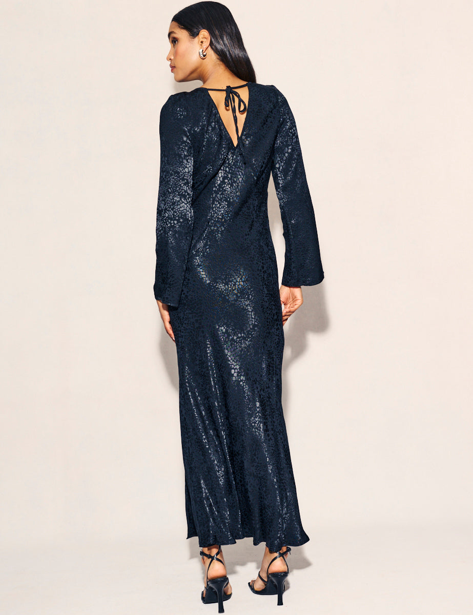 Nobody's Child Black Satin Jacquard Sydney Maxi Dress