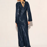 Nobody's Child Black Satin Jacquard Sydney Maxi Dress