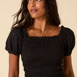 Nobody's Child Black Sophia Puff Sleeve Top