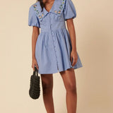 Nobody's Child Blue Petite Floral Embroidered Birdie Mini Dress