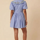 Nobody's Child Blue Petite Floral Embroidered Birdie Mini Dress