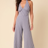 Nobody's Child Blue Gingham Halterneck Jumpsuit