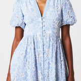 Nobody's Child Blue Stripe Floral Embroidered Starlight Midi Dress