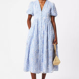 Nobody's Child Blue Stripe Floral Embroidered Starlight Midi Dress