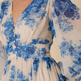 Nobody's Child Blue Watercolour Floral Anya Midi Dress