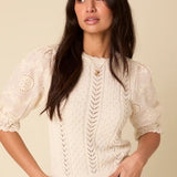 Nobody's Child Broderie Sleeve Knit Top