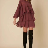 Nobody's Child Burgundy Ruffled Ret Mini Dress