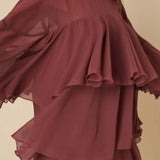 Nobody's Child Burgundy Ruffled Ret Mini Dress