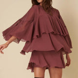 Nobody's Child Burgundy Ruffled Ret Mini Dress