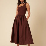 Nobody's Child Brown Colorado Midi Dress Plain