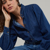 Nobody's Child Denim Hickman Blouse
