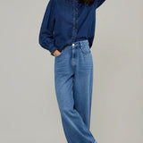 Nobody's Child Denim Hickman Blouse
