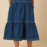 Nobody's Child Denim Hilda Tiered Midi Skirt