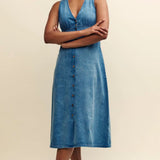 Nobody's Child Denim Sandra Midi Dress Plain