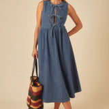 Nobody's Child Denim Sl Eden Midi Dress Plain