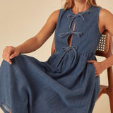 Nobody's Child Denim Sl Eden Midi Dress Plain