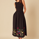 Nobody's Child Petite Embroidered Hem Midi Dress Plain