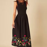 Nobody's Child Embroidered Hem Midi Dress Plain
