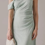 Nobody's Child Green One Shoulder Skylar Midi Dress