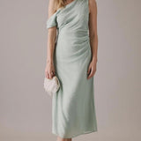 Nobody's Child Green One Shoulder Skylar Midi Dress