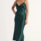 Nobody's Child Green Satin Cowl Neck Trixie Midi Dress