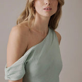 Nobody's Child Skylar Green One Shoulder Midi Dress