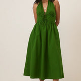 Nobody's Child Green Tie-Front Tiered Eileen Midi Dress