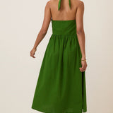 Nobody's Child Green Tie-Front Tiered Eileen Midi Dress