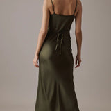 Nobody's Child Olive Cowl Neck Midi Trixie Dress