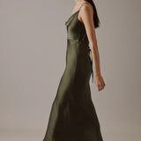 Nobody's Child Olive Cowl Neck Midi Trixie Dress