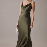 Nobody's Child Olive Cowl Neck Midi Trixie Dress