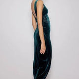 Nobody's Child Green Velvet Margot Midi Dress