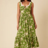Nobody's Child Heather Midi Dress New Green Floral Print