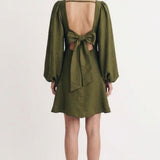 Nobody's Child Khaki Balloon Sleeve Zola Mini Dress