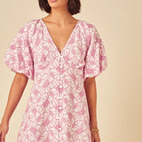 Nobody's Child Lennox Mini Dress Pink All Over Embroidery