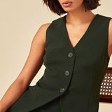 Nobody's Child Leo Longline Crepe Waistcoat Green