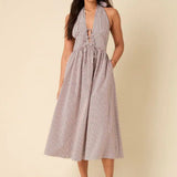 Nobody's Child Lilijana Halter Midi Dress Stripe