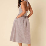 Nobody's Child Lilijana Halter Midi Dress Stripe
