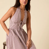 Nobody's Child Lilijana Halter Midi Dress Stripe