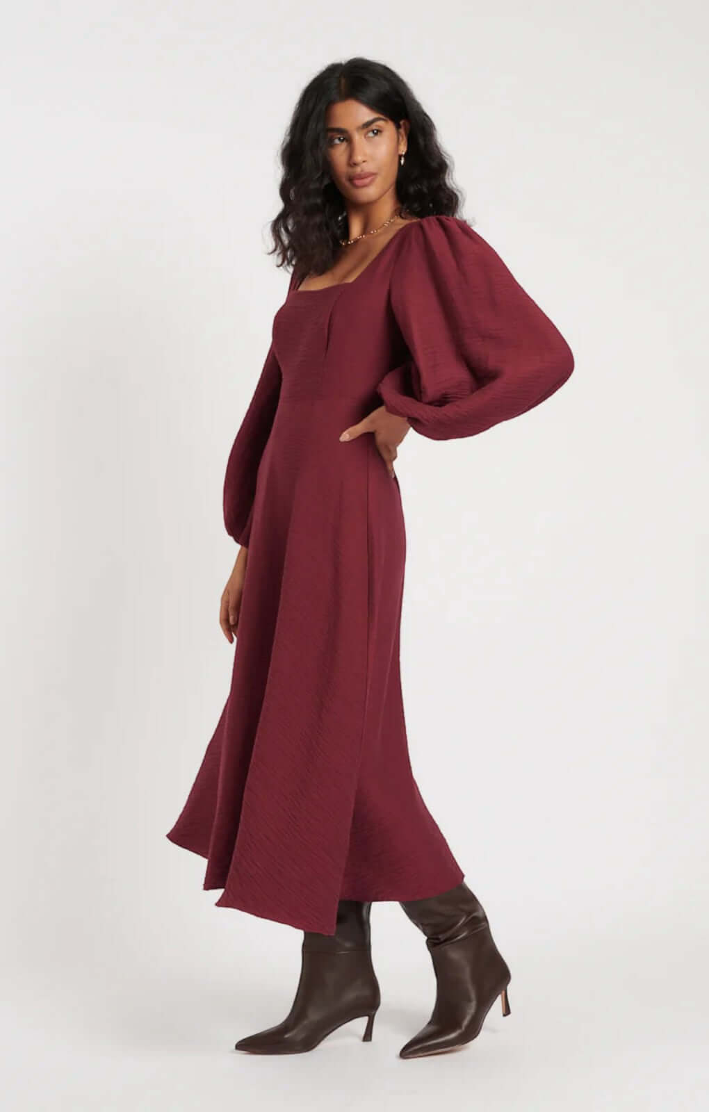 Nobody's Child Loredana Burgundy Midi Dress