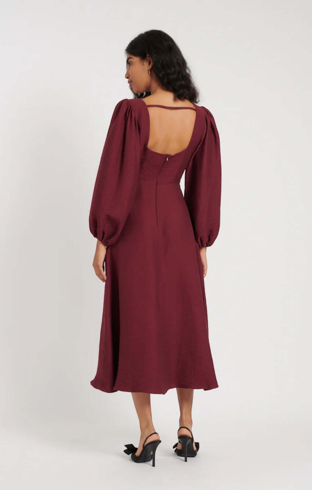 Nobody's Child Loredana Burgundy Midi Dress