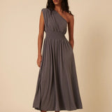 Nobody's Child Lorena One Shoulder Midi Dress Plain