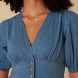 Nobody's Child Mid Wash Blue Denim Starlight Midi Dress