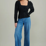 Nobody's Child Minerva Button Front Top In Black Broderie